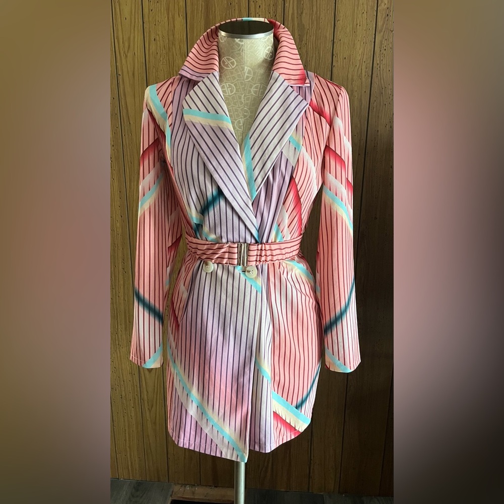 CBR women’s long sleeve v neck lapel stripe dress size Small